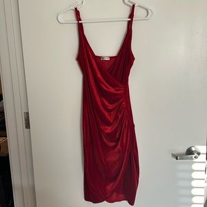 HOTOUCH Women Sleeveless Ruched Dress Wrap V Neck Bodycon Sexy Velvet Dress, S